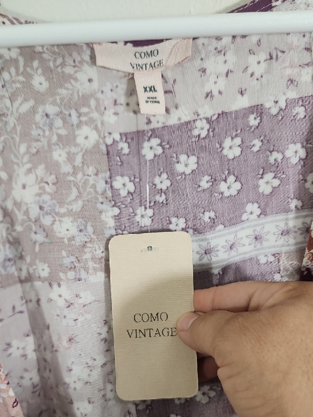 Como Vintage Women's Patchwork Floral Wrap Blouse - Purple Mix Size XXL NWT - Picture 2 of 4